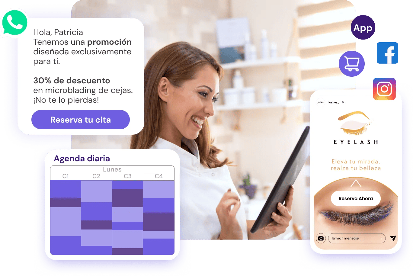 Software de gestión para centros de cejas y pestañas