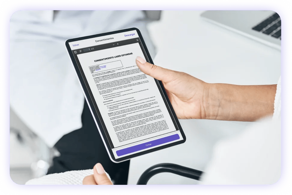 Firma digital desde móvil o tablet siempre disponible con el software para clínicas dermatológicas de flowww