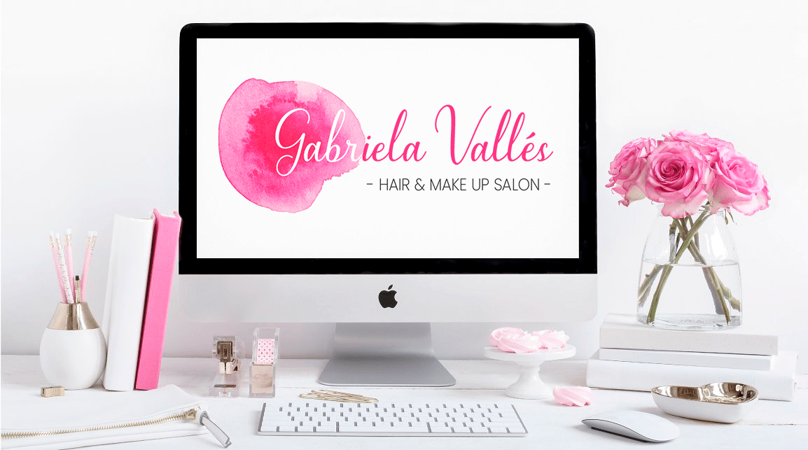 Ejemplo de logotipo en color rosa de un salón de belleza