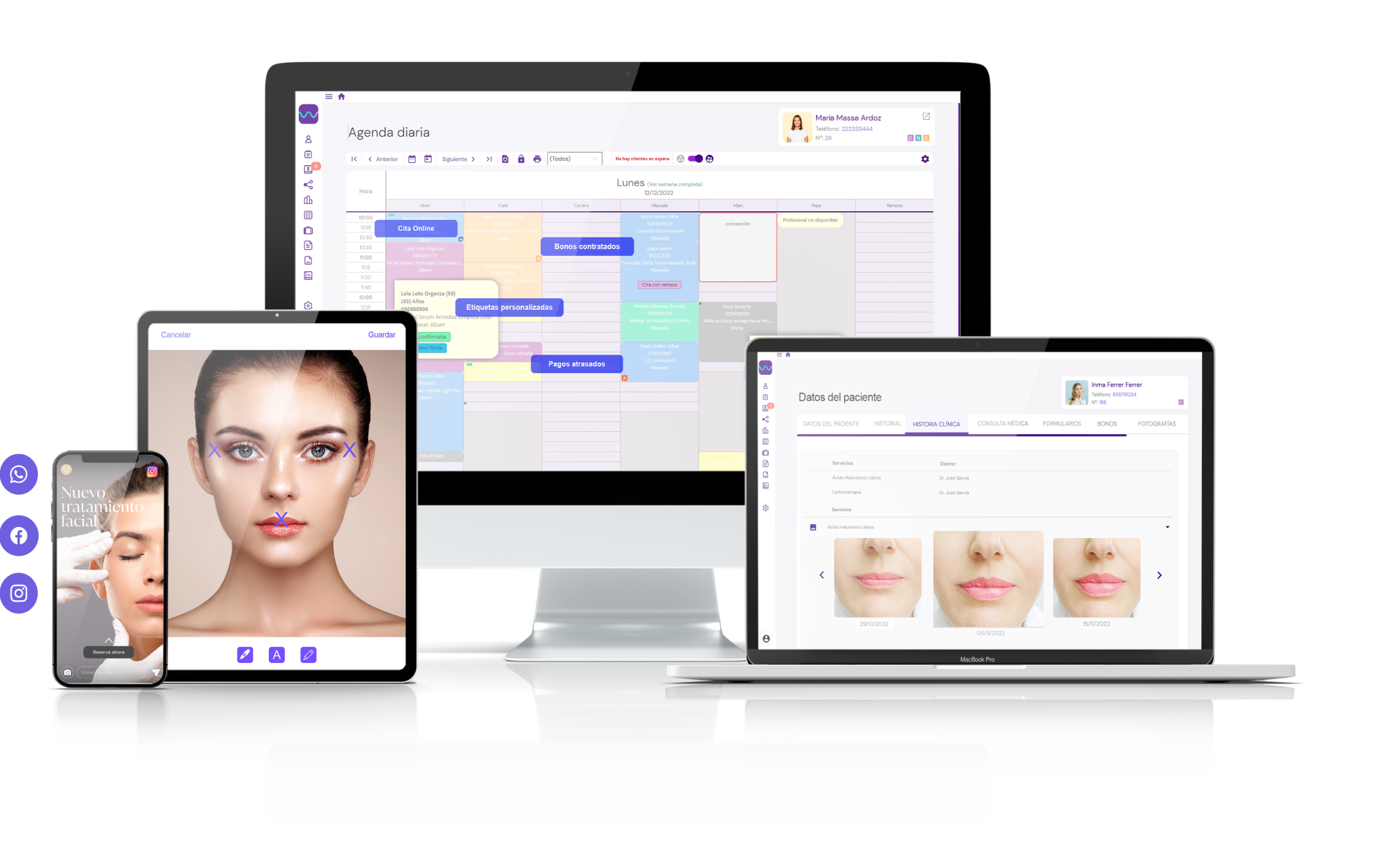 Con el software de Medicina estética, podrás conectarte con el paciente a través de tus canales favoritos Con el software de Medicina estética, podrás conectarte con el paciente a través de tus canales favoritos
